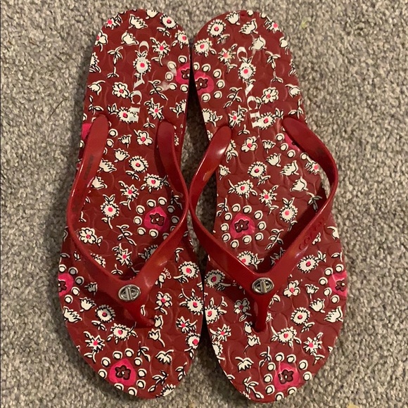 red coach flip flops